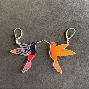 Hummingbird Earrings Iridescent/ Holographic Light dangle